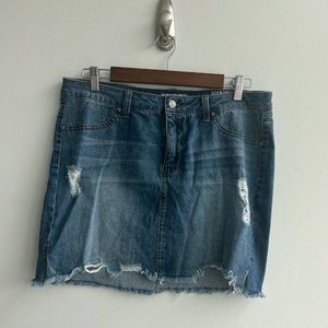 REWASH Distressed Denim Miniskirt 13/31